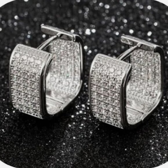 Square Hoop Earrings for Women Zirconia Earrings Dainty Jewelry for Women - Picture 2 of 5